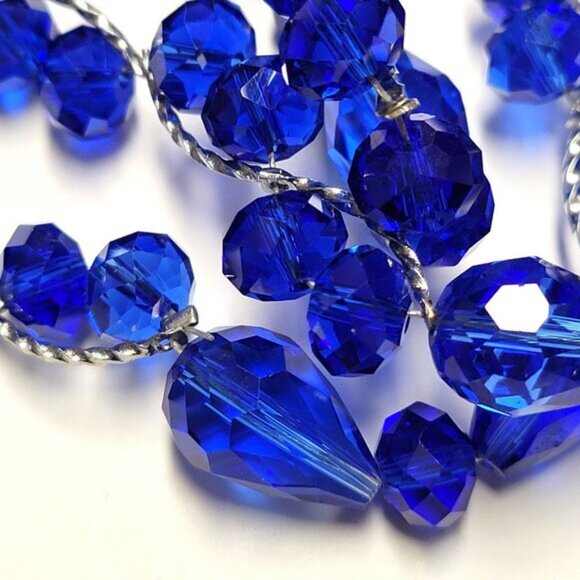 Cobalt Blue Dazzling Bead Long Necklace - Picture 3 of 8